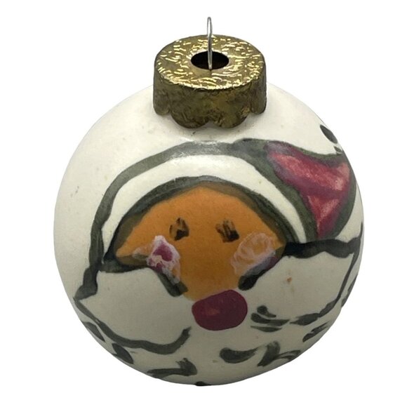 unknown Other - vintage Christmas hand painted Santa Claus bulb ornament white red solid READ